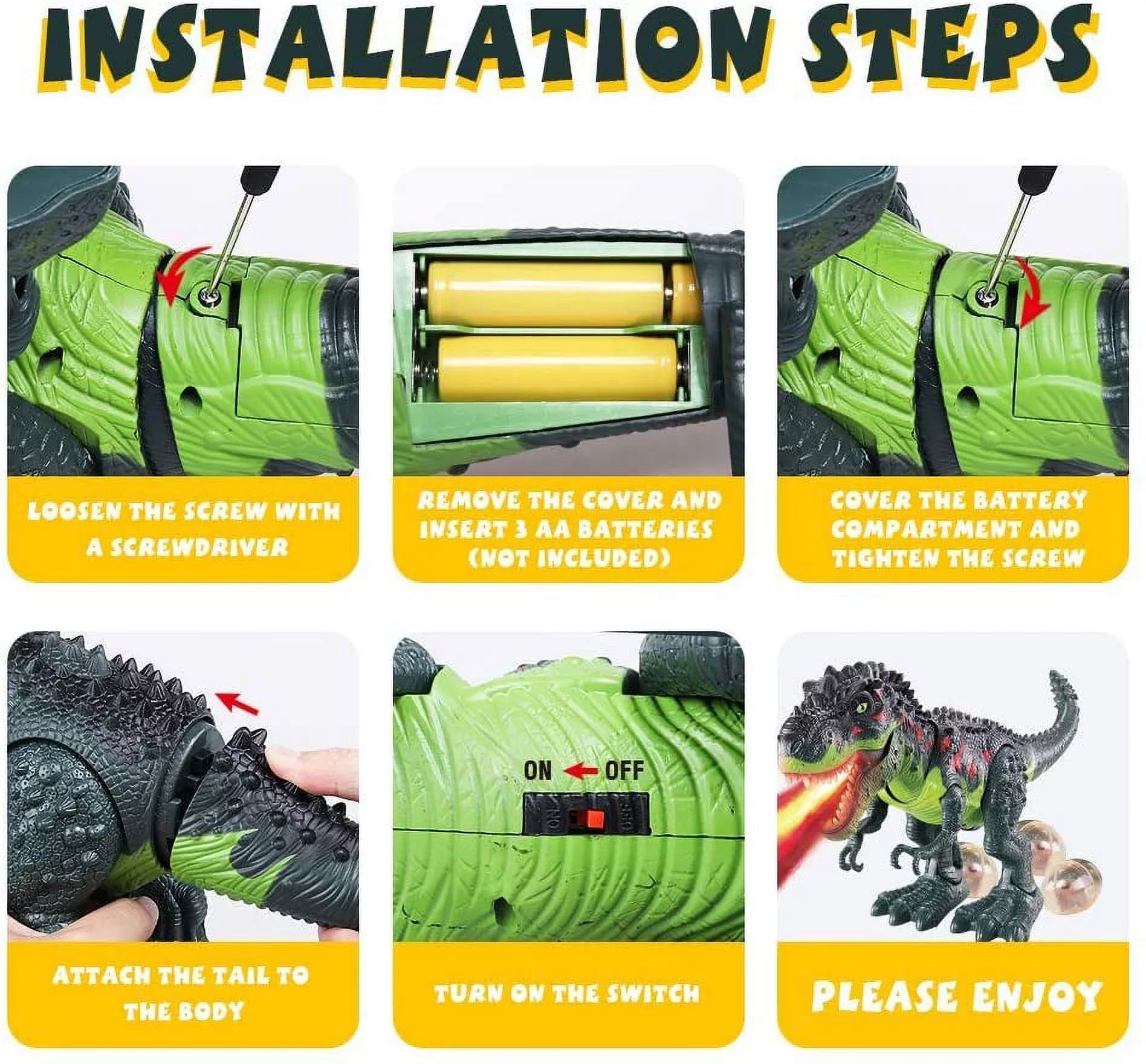 WESPREX Electronic Walking T-Rex: Flame Spray, Fluid Mist, Laying Eggs, Light Up Eyes, Roaring Sound, Realistic Toy for Kids 3+ Eletronic Walking T-Rex