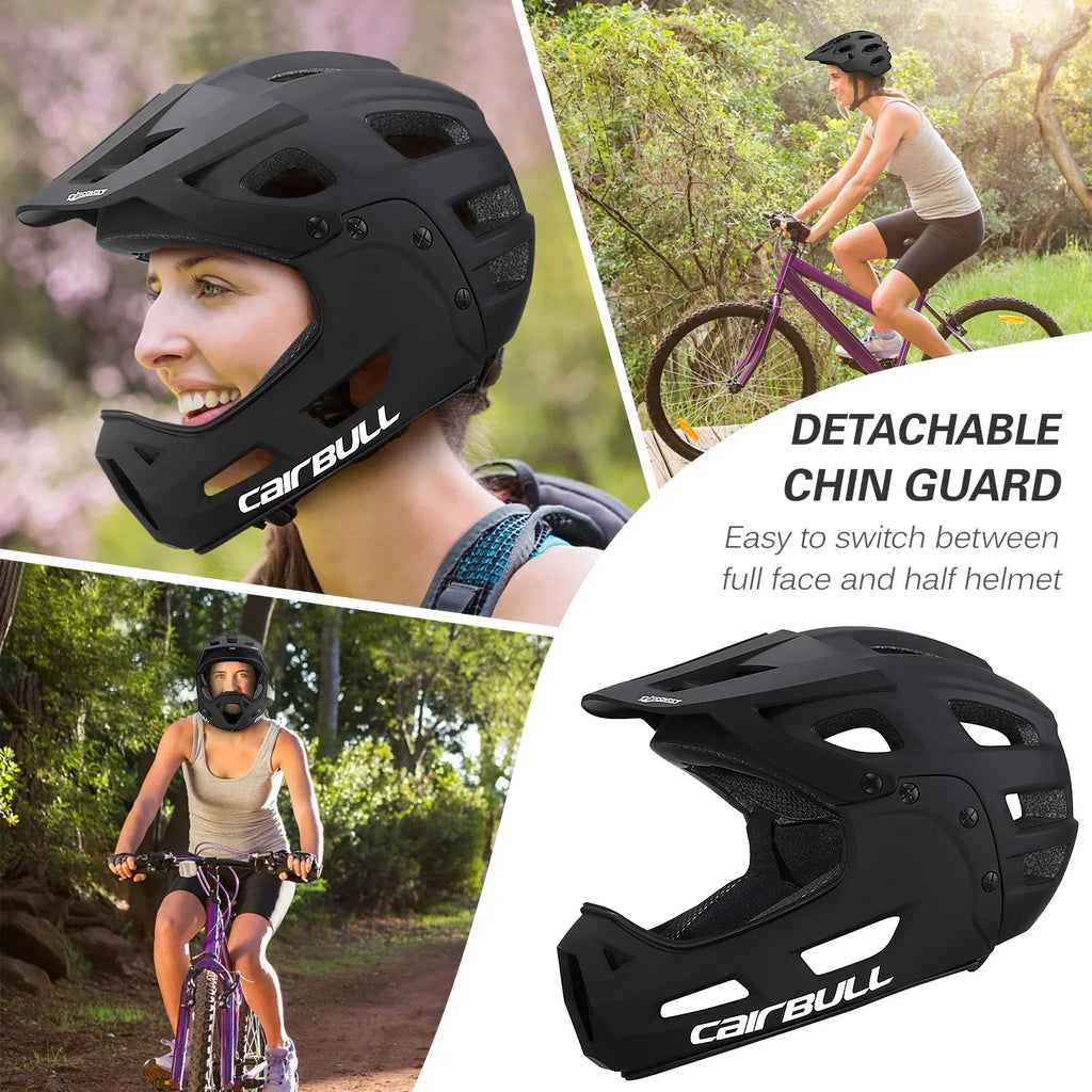 Adult Cycling Helmet with Detachable Chin Guard and Visor by CAIRBULL for Mountain Biking