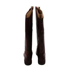 Franco Sarto Womens Burgundy Stitch Detailing Padded Meyer Almond Toe Block Heel(Size 9 US)