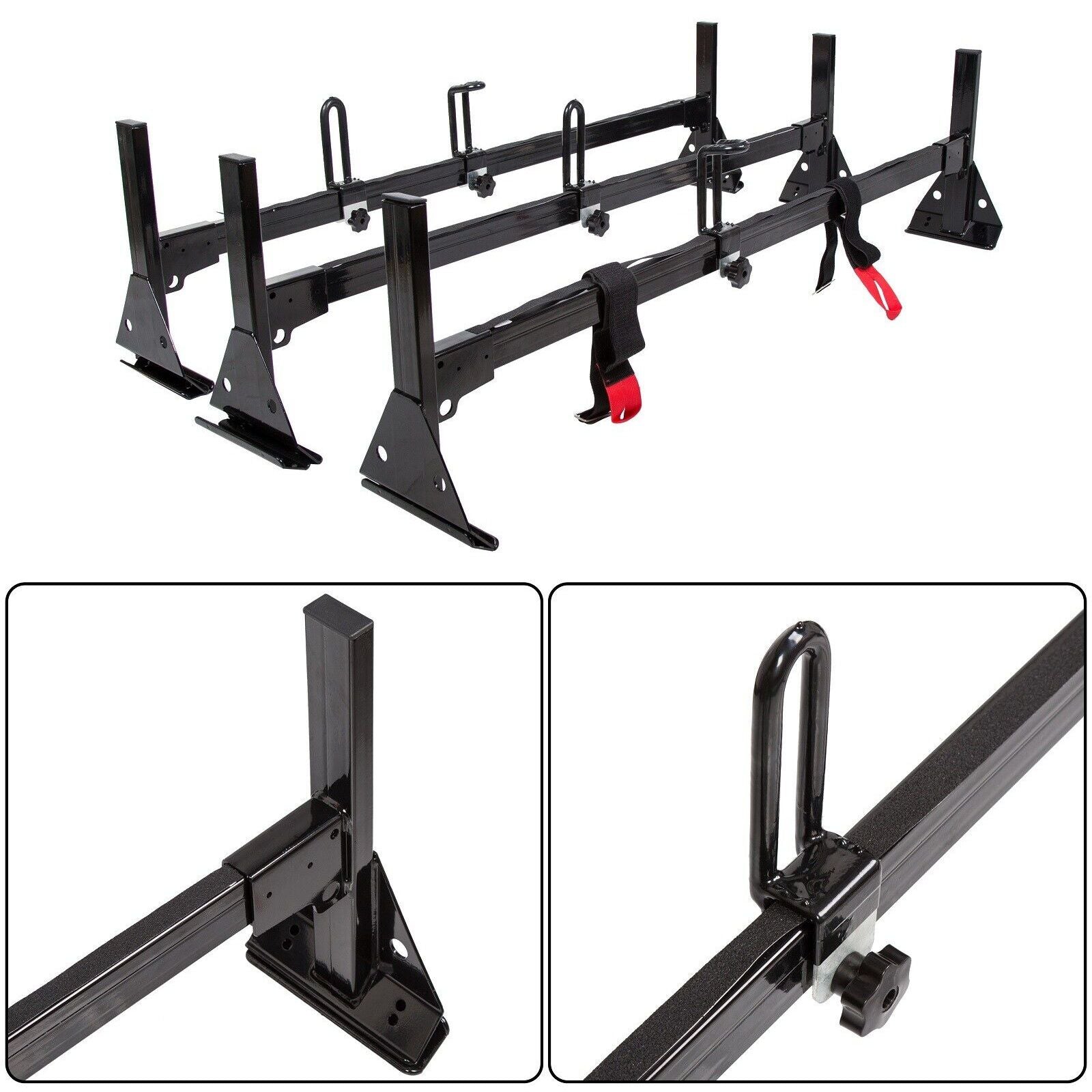 Teledu Ladder Roof Racks Steel Black Rack For Chevy Chevy Express Fullsize Van 3 bar