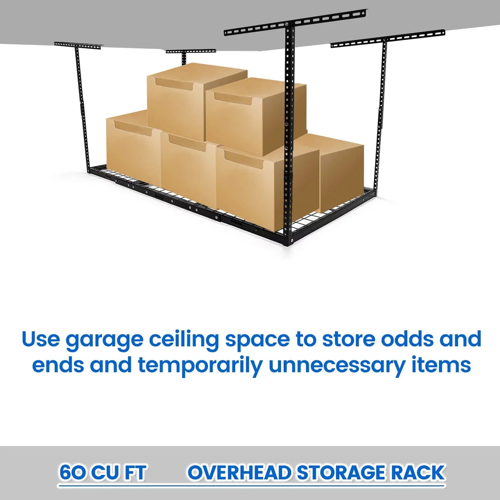 HECASA 3FT X 6FT Overhead Storage Rack Heavy Duty 72" x 36" Mounted Ceiling Rack Shelf Black Steel