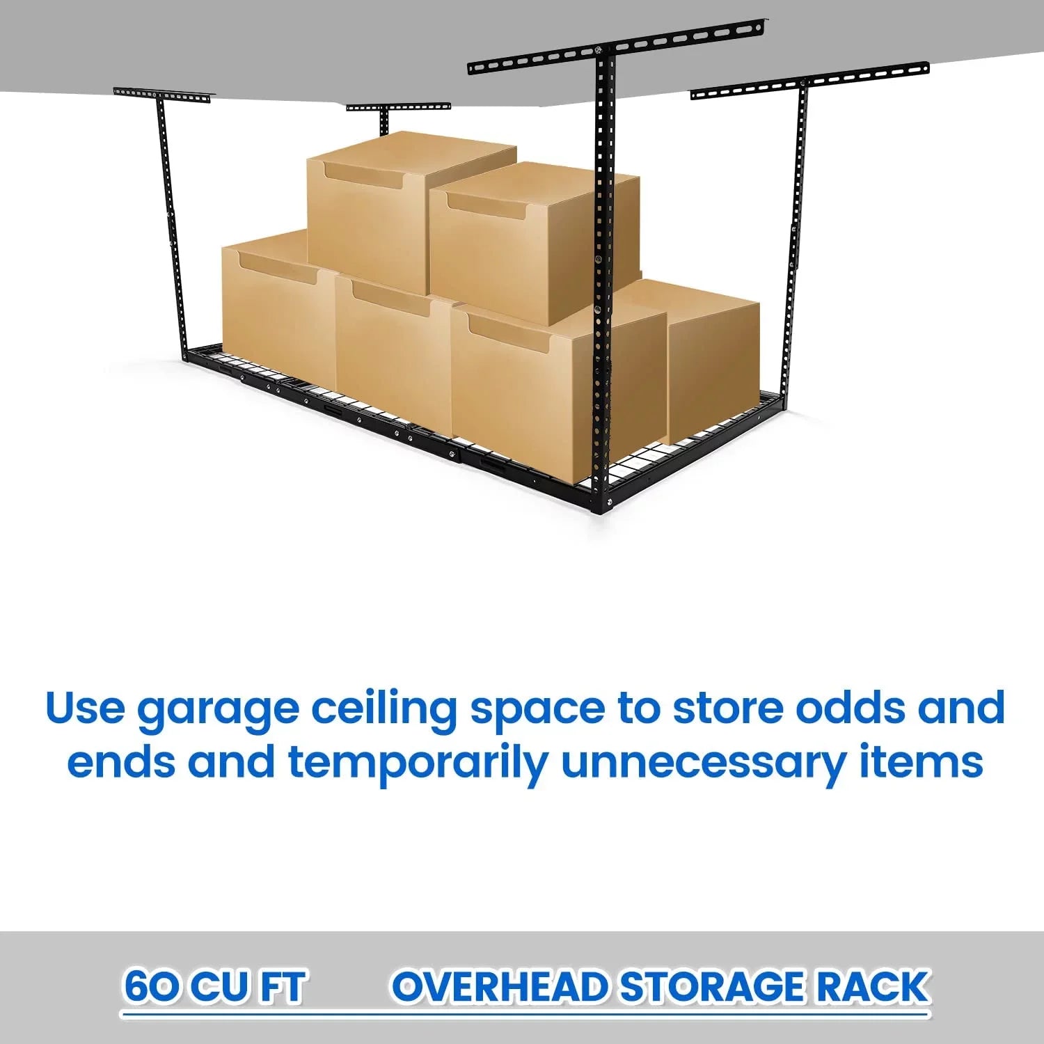 HECASA 3FT X 6FT Overhead Storage Rack Heavy Duty 72" x 36" Mounted Ceiling Rack Shelf Black Steel
