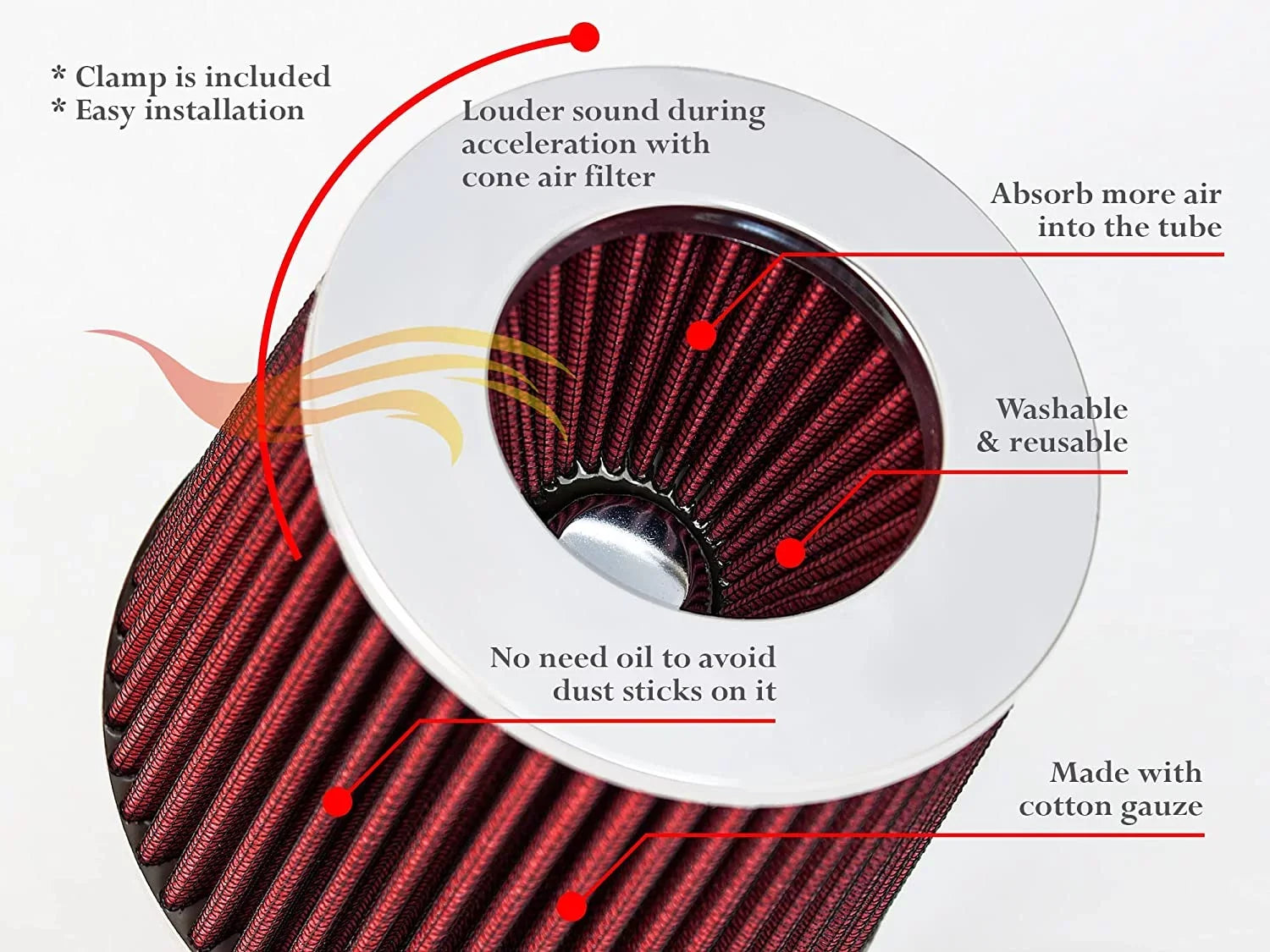 Rtunes Racing Short Ram Air Intake Kit + Filter Combo RED Compatible For 02-07 Mitsubishi Lancer 2.0L