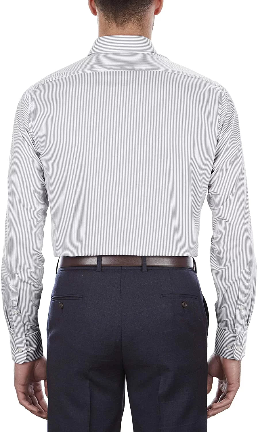 Van Heusen Mens Dress Shirt Regular Fit Pinpoint Stripe 16.5 Neck 34-35 Sleeve Iced Grey