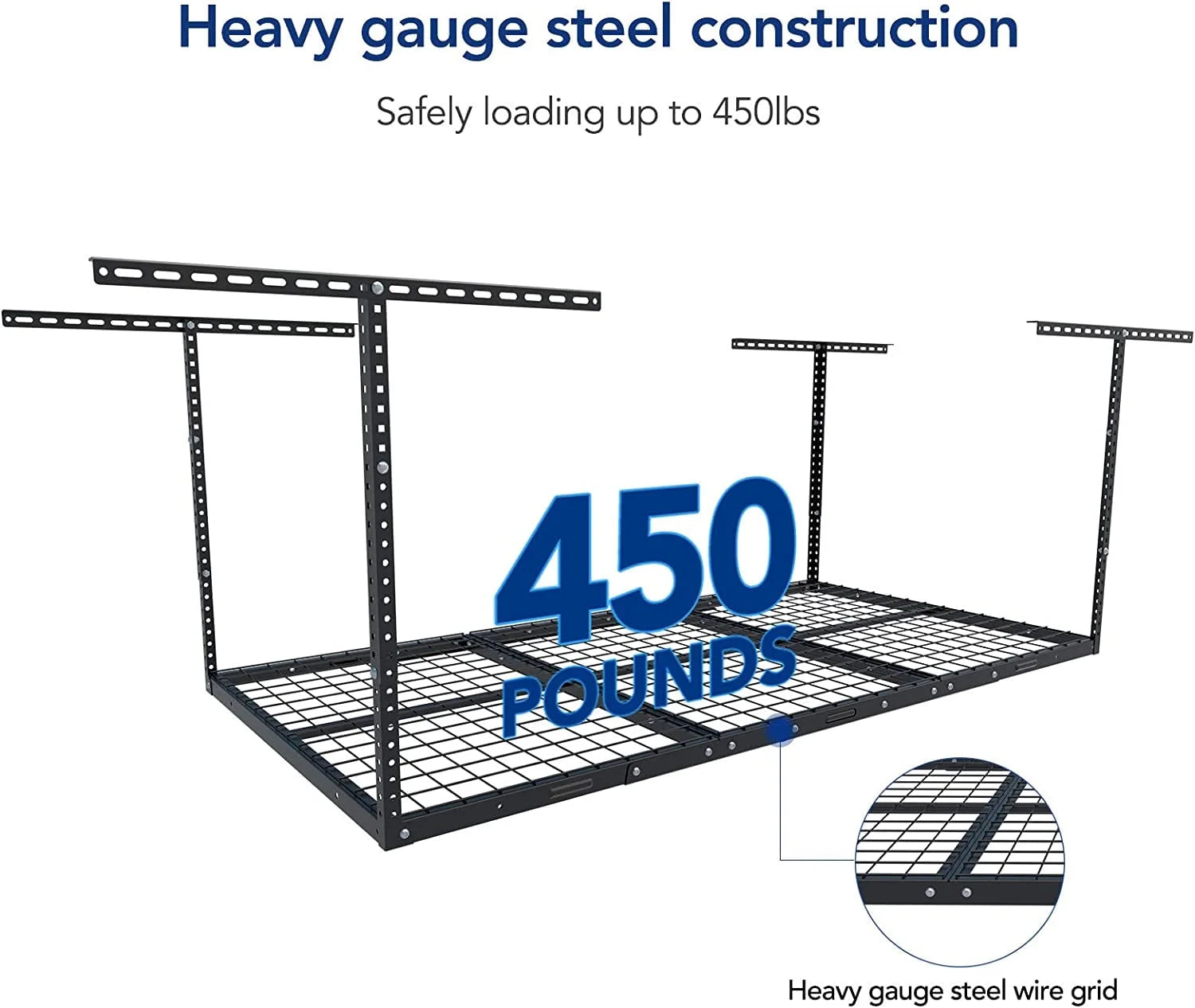HECASA 3FT X 6FT Overhead Storage Rack Heavy Duty 72" x 36" Mounted Ceiling Rack Shelf Black Steel