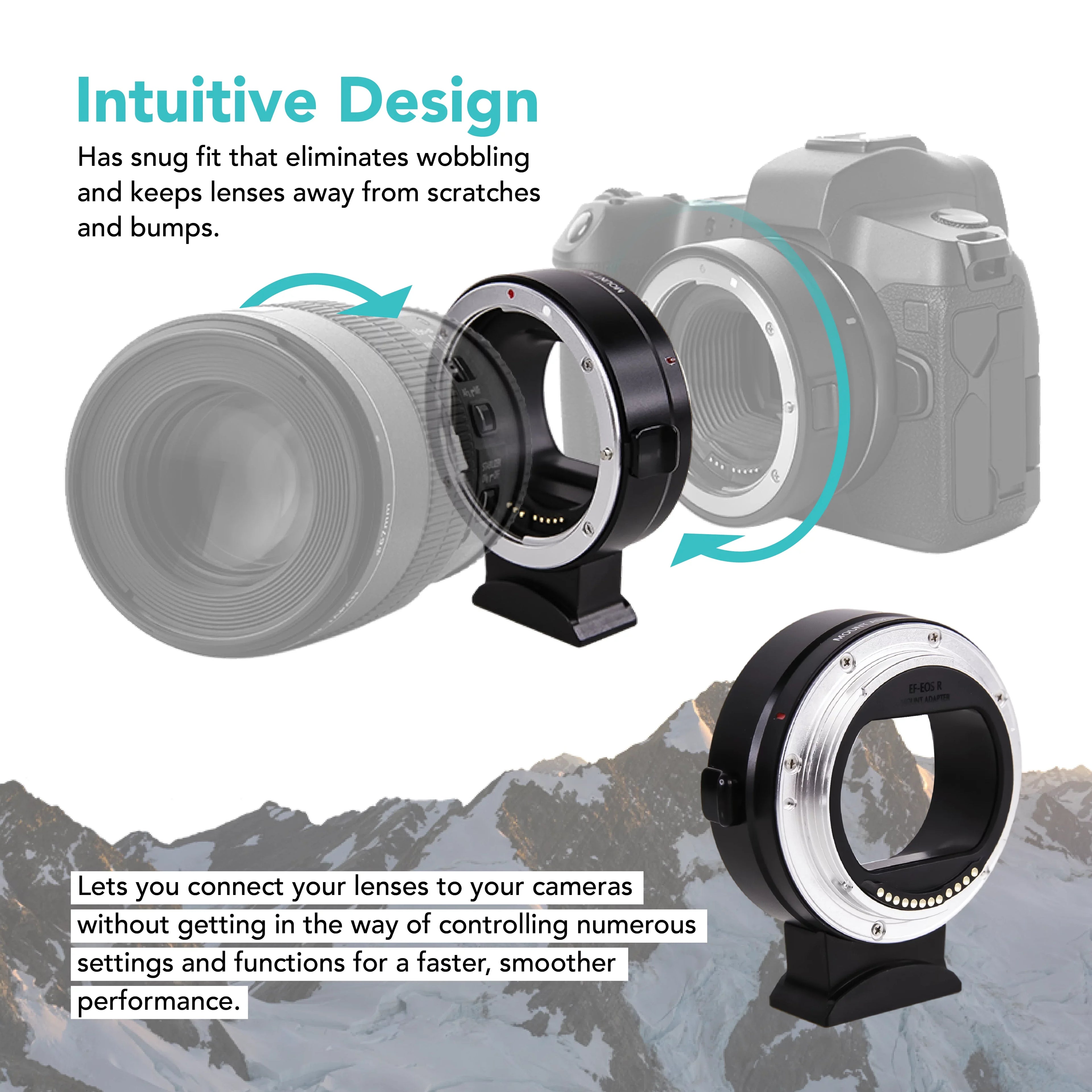 Foto&Tech EF-EOS R Mount Adapter, Auto-Focus Lens Mount Converter Compatible with EF EF-S Lens, EOS R R5 R6 RP Mirrorless Digital Camera Body and Red Digital Cinema Mount