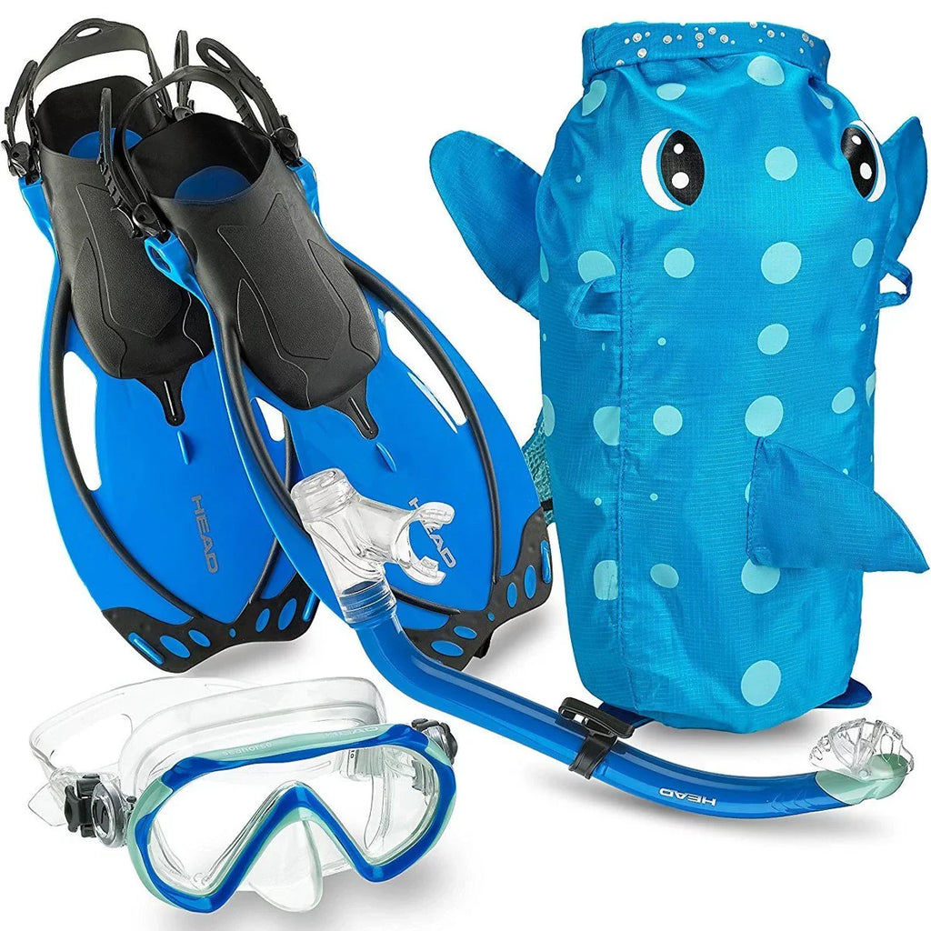 HEAD 480315SFSQULXL Premium Youth Sea Pals Snorkel Mask & Fins Set, Purple, LXL