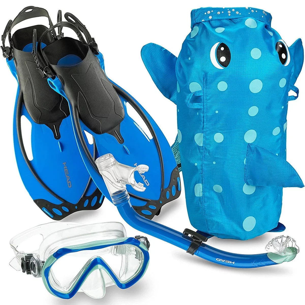 HEAD 480315SFSQULXL Premium Youth Sea Pals Snorkel Mask & Fins Set, Purple, LXL