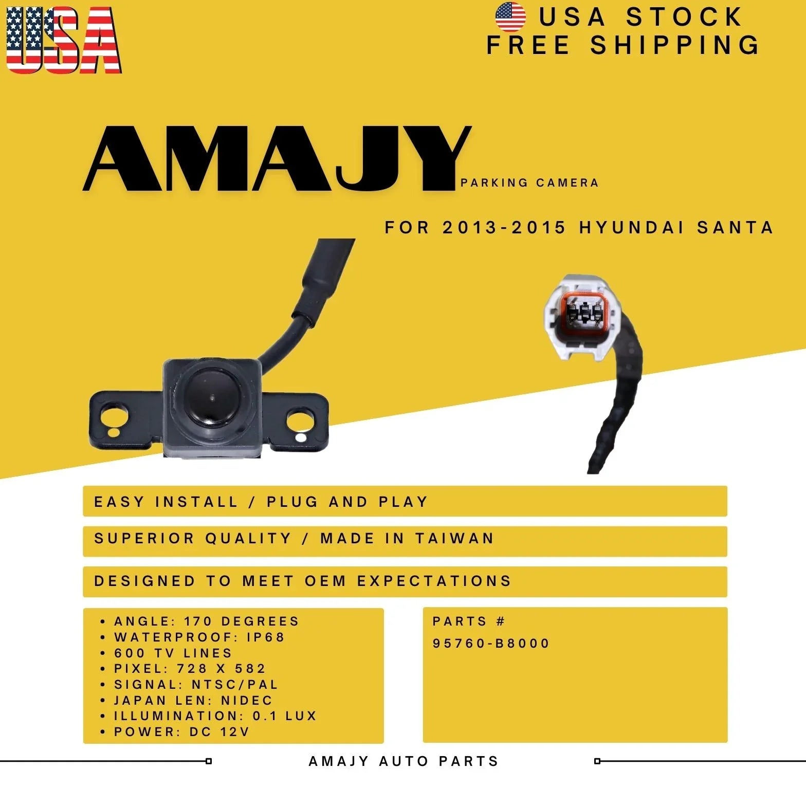 Backup Camera Replaces for 13-15 Hyundai Santa 95760-B8000