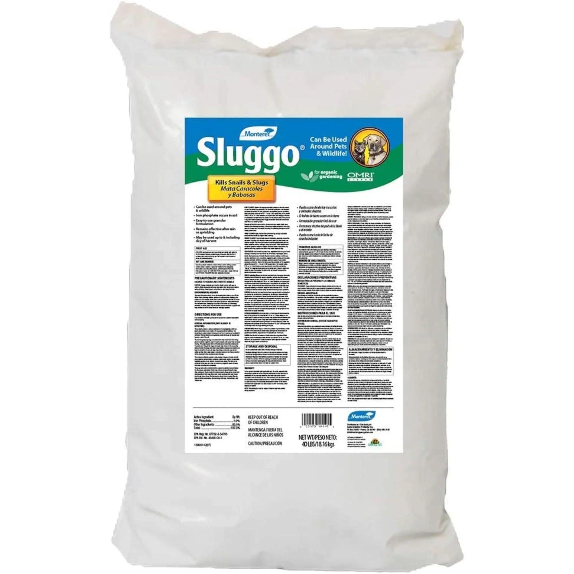 Monterey Sluggo Snail and Slug Ready-to-Use Granual Bait, 40lb