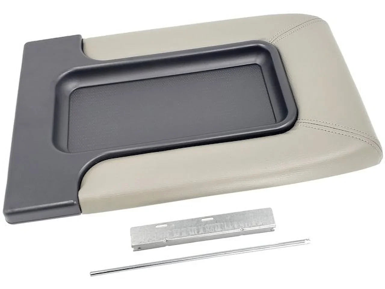 Front Row Light Gray Console Lid Kit with Bracket - Compatible with 2001 - 2006 Chevy Tahoe With Split Bench Seat 2002 2003 2004 2005