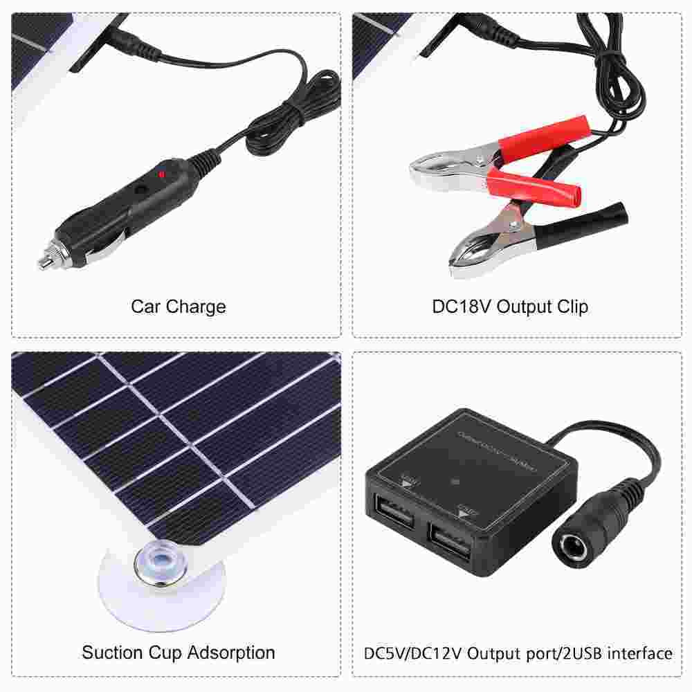 MDHAND outdoor 200W solar panel kit with solar charge controller car charger home camping emergency light source