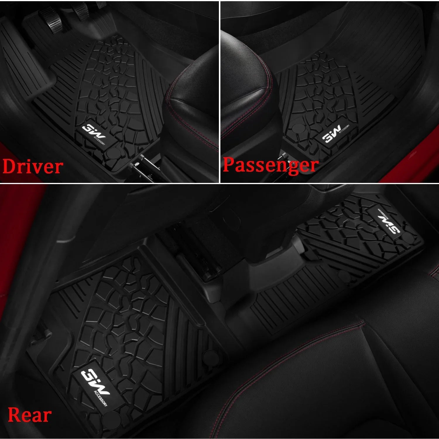 3W Floor Mats for Jeep Compass 2017-2023 Full Set Front and Rear 2 Rows seat Floor Liner with All Weather Odorless TPE (New Body Style Only), Black