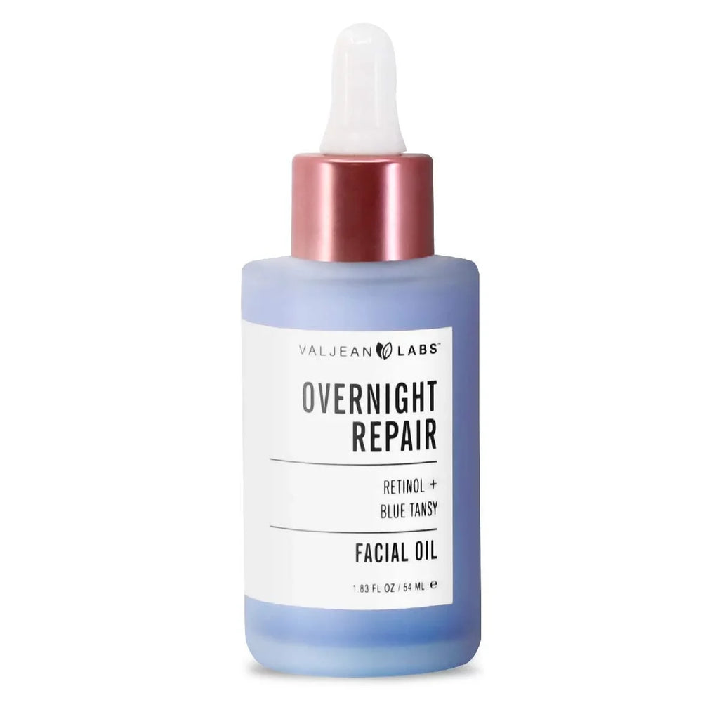 Valjean Labs Overnight Repair Facial Oil Retinol and Blue Tansy - Helps to Even Skintone, Calm and Soothe Redness - Cruelty Free, Vegan(1.83 oz)