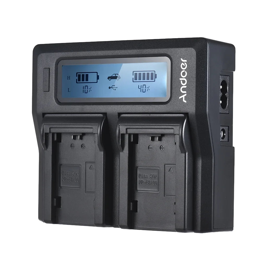 Suzicca NP-FZ100 Dual Channel LCD Battery Replacement for A7III A9 A7RIII A7SIII