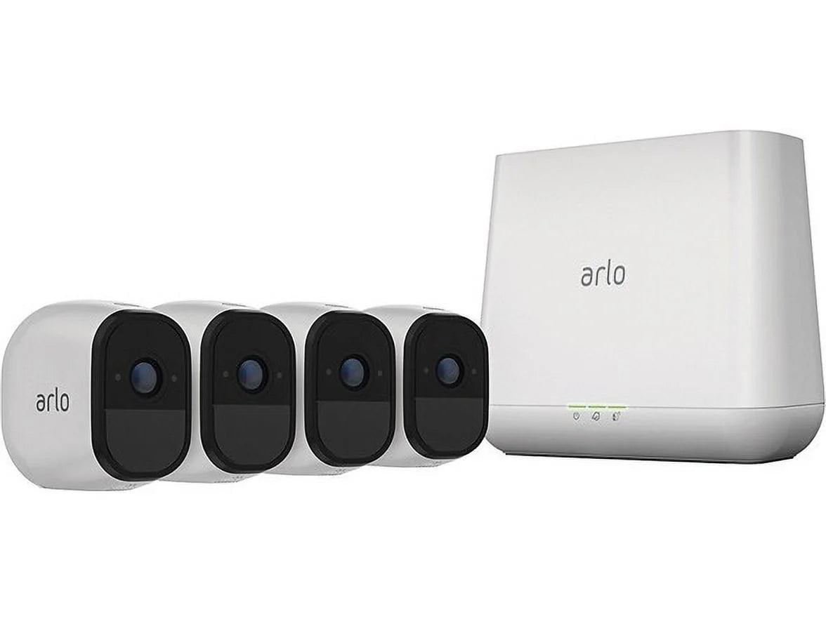 Pre-Owned Arlo Pro 4-Cam System 2-way Audio Wifi HD 4 Camera Kit VMS4430U-100NAR - White (Fair)