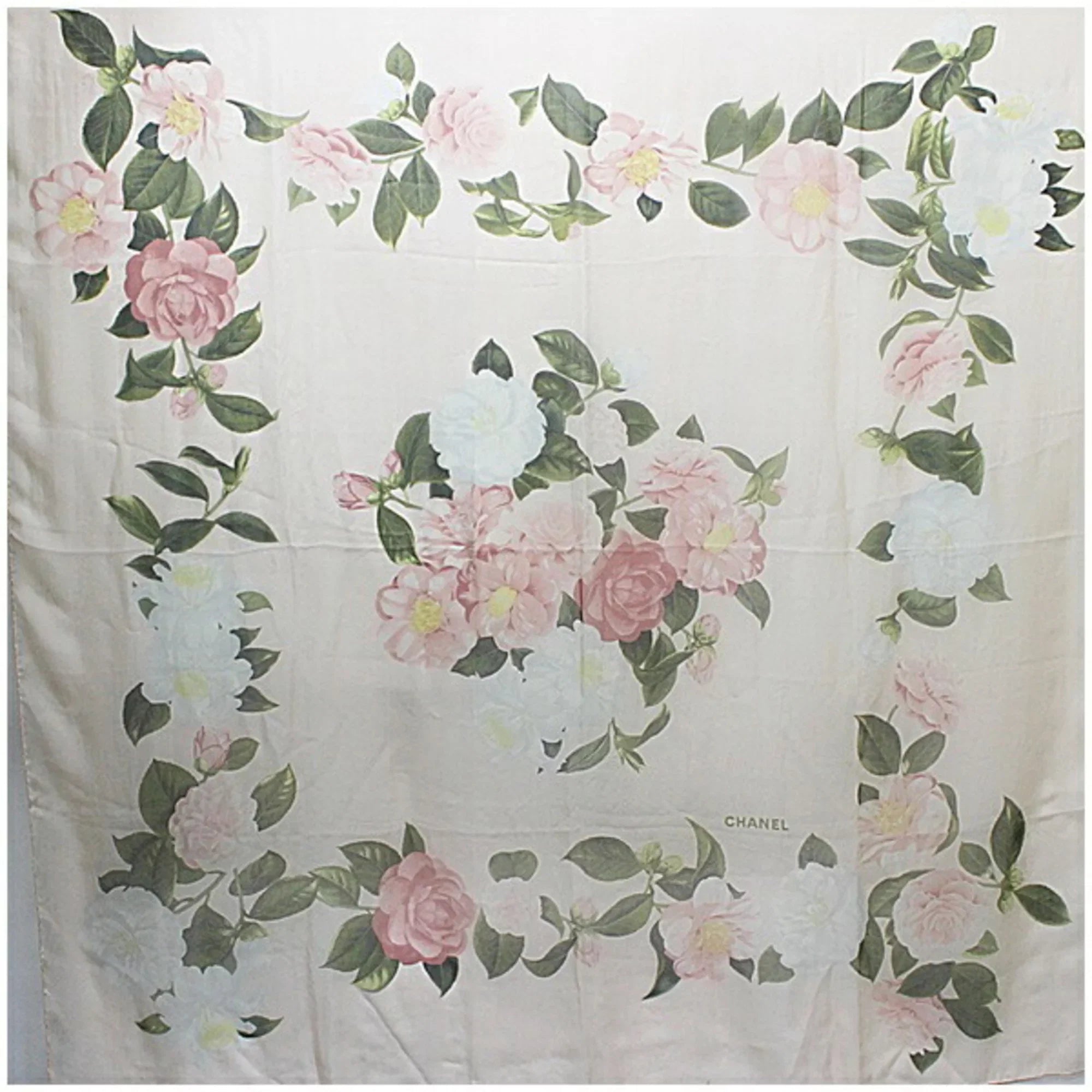 Pre-Owned Chanel Silk Scarf Muffler Stole Large Size Pink Chiffon CHANEL | Ladies (Good)