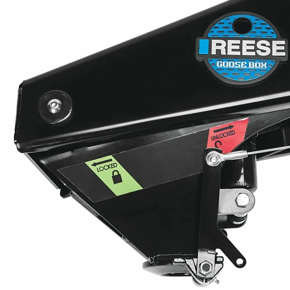 Reese 20k Gen 3 Goose Box 5th Wheel Pin Box, Air Ride 20,000 lbs. Capacity, Fits Lippert (1621, 1716, 0719, Rhino), Fabex PB 600 Series w/ Chains