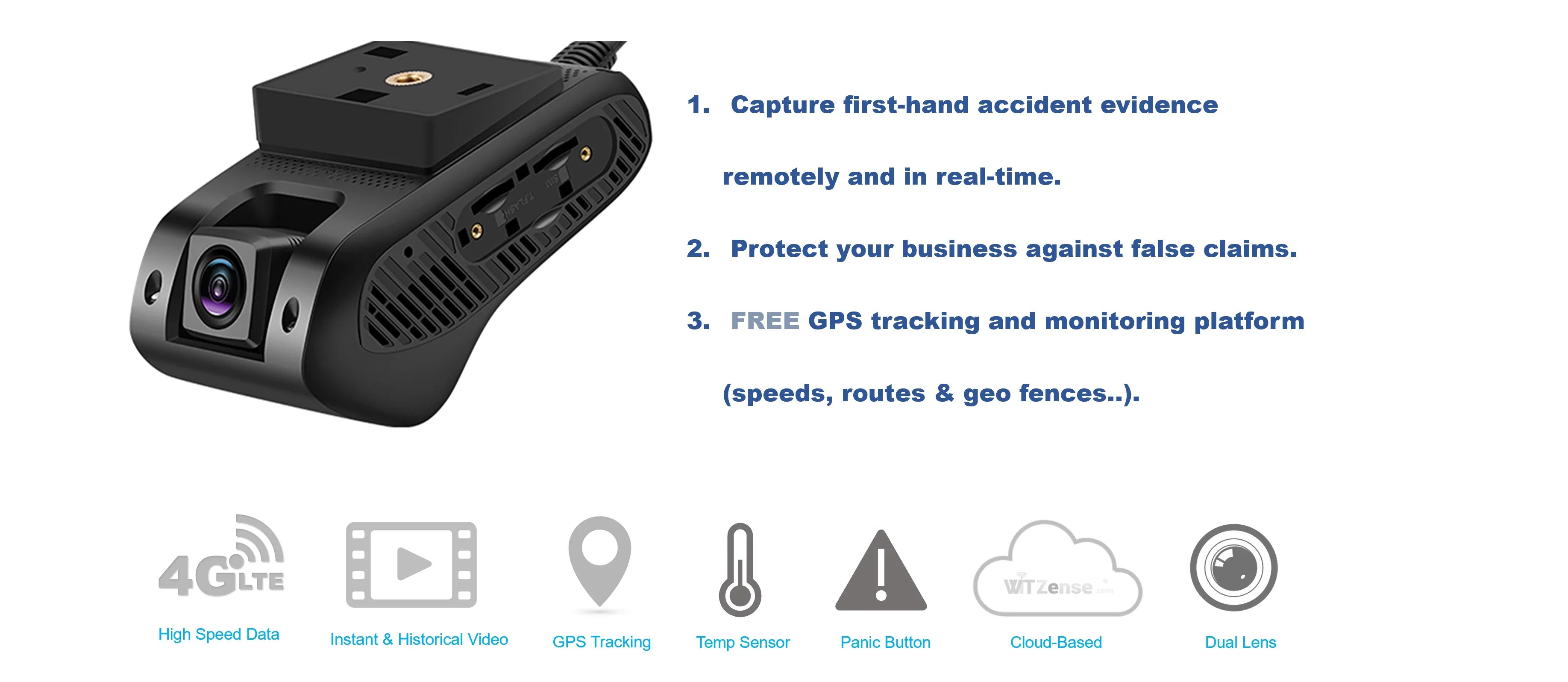 GPS Dash Camera (2 lenses and can view from phone or PC) * requires monthly subscription fees