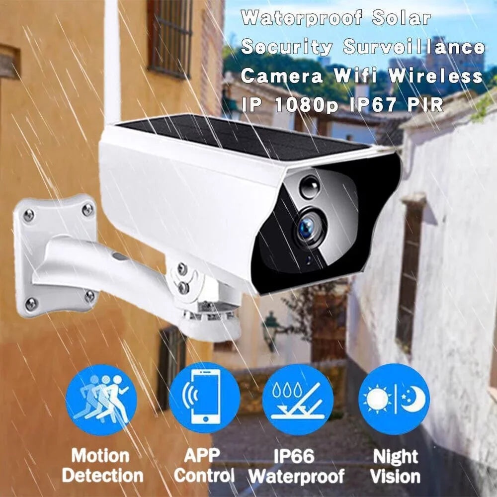 1080P Solar Powered Security Energy Camera, Wireless WiFi Outdoor IP Cameras, Rechargeable Battery Powered, Motion Detection, Liquid Video Surveillance Camera