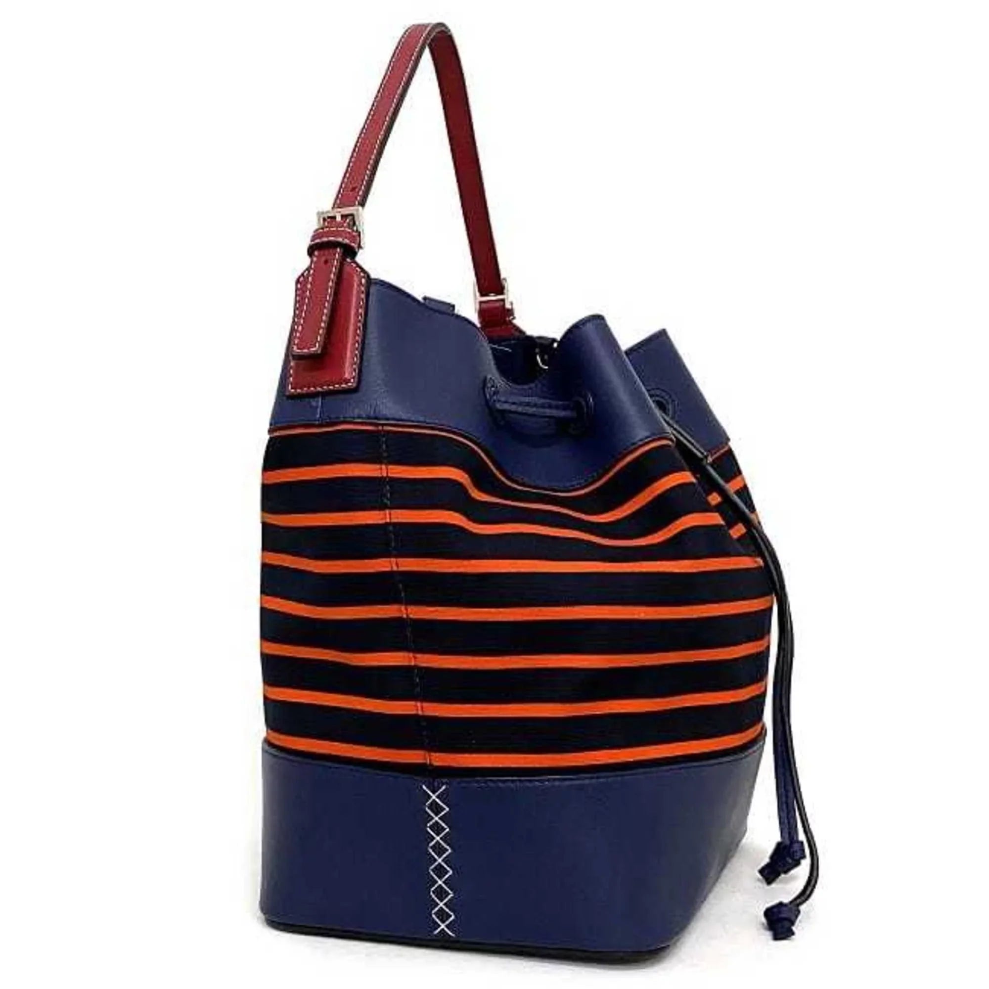 Pre-Owned Loewe Midnight Shoulder Bag Navy Black Orange Bordeaux 327.35.R99 Canvas Calf Leather Ladies (Good)