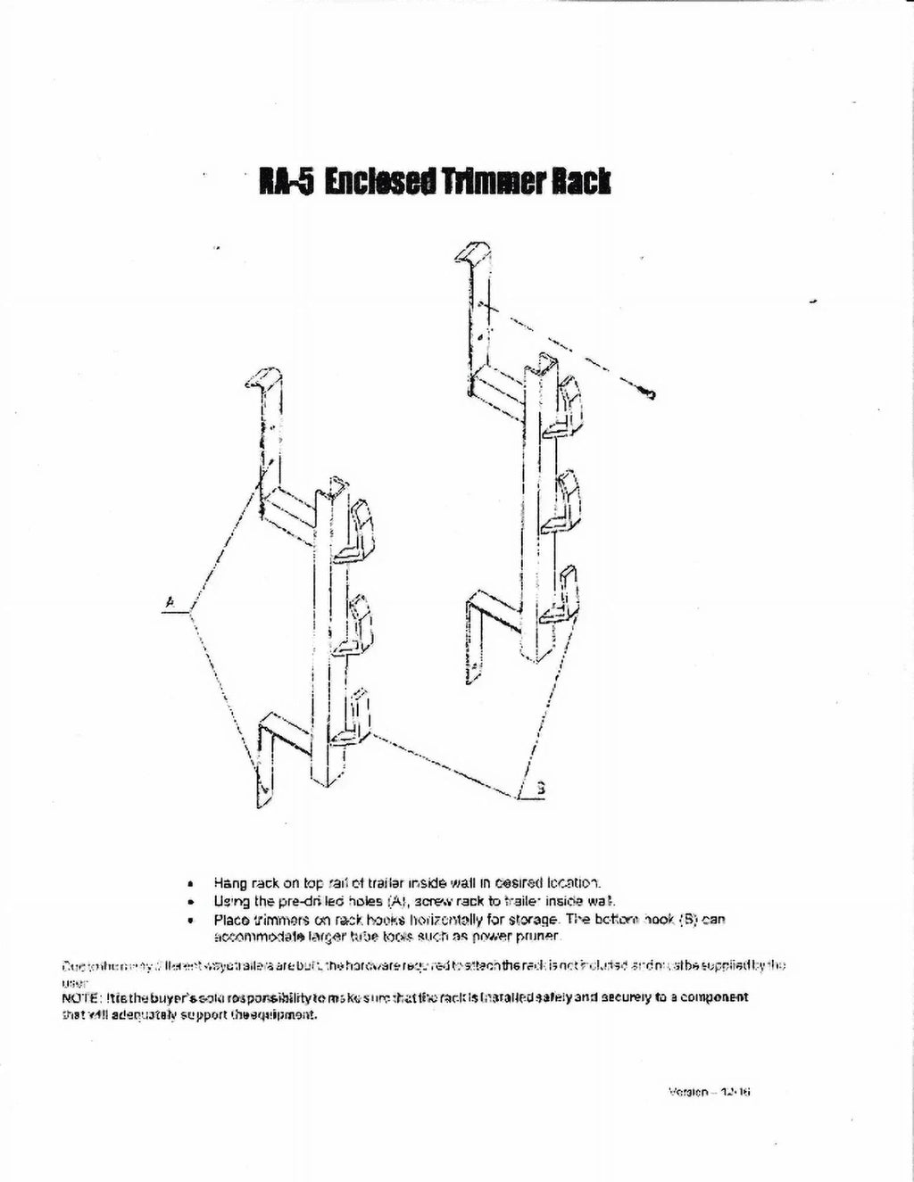 Rack Em RA-5 3 Trimmer Rack for Enclosed Trailers