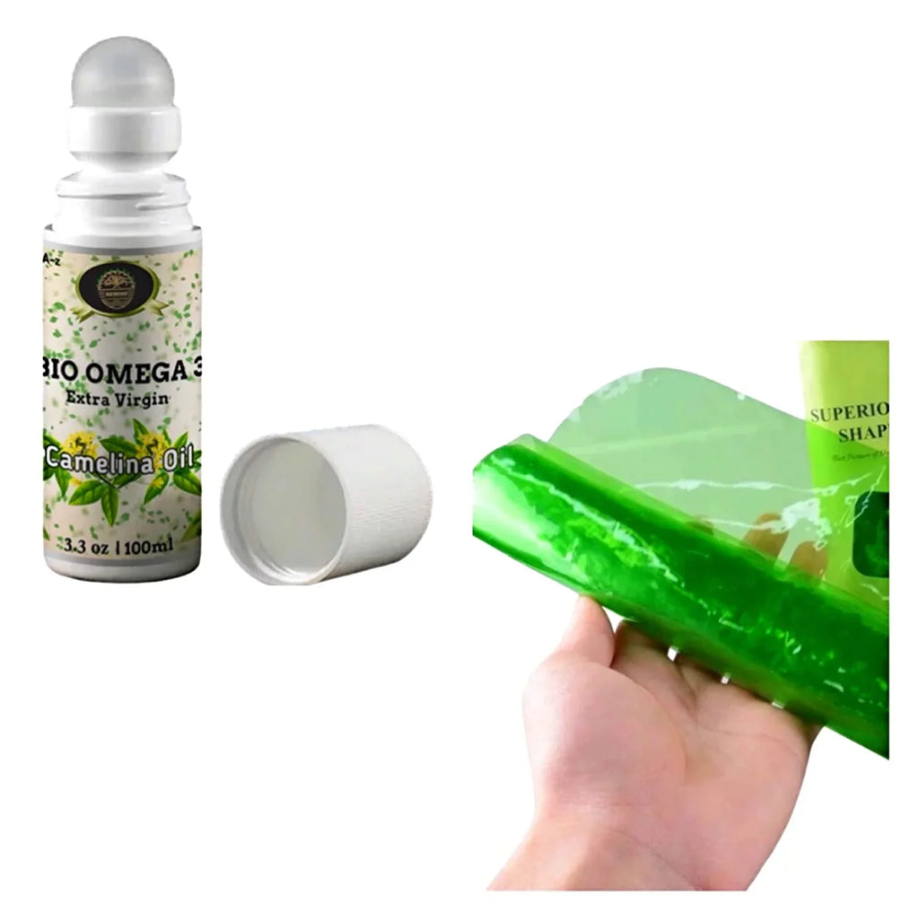 Camelina Oil Pack Kit Compress Roll On Oil - Anti Cellulite, Stretch Marks, Post Partum, Castor Oil Roll On (CAMELINA OIL ROLL ON)