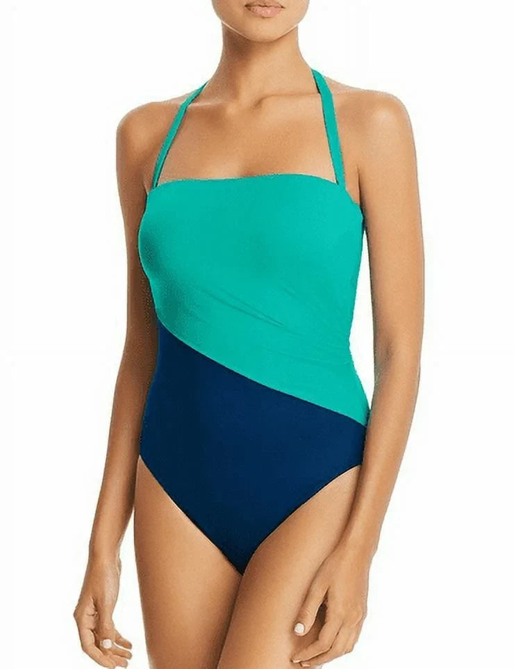 Lauren Ralph Lauren Womens Glamour Strapless/Straps One-Piece Swimsuit Size 4, Blue