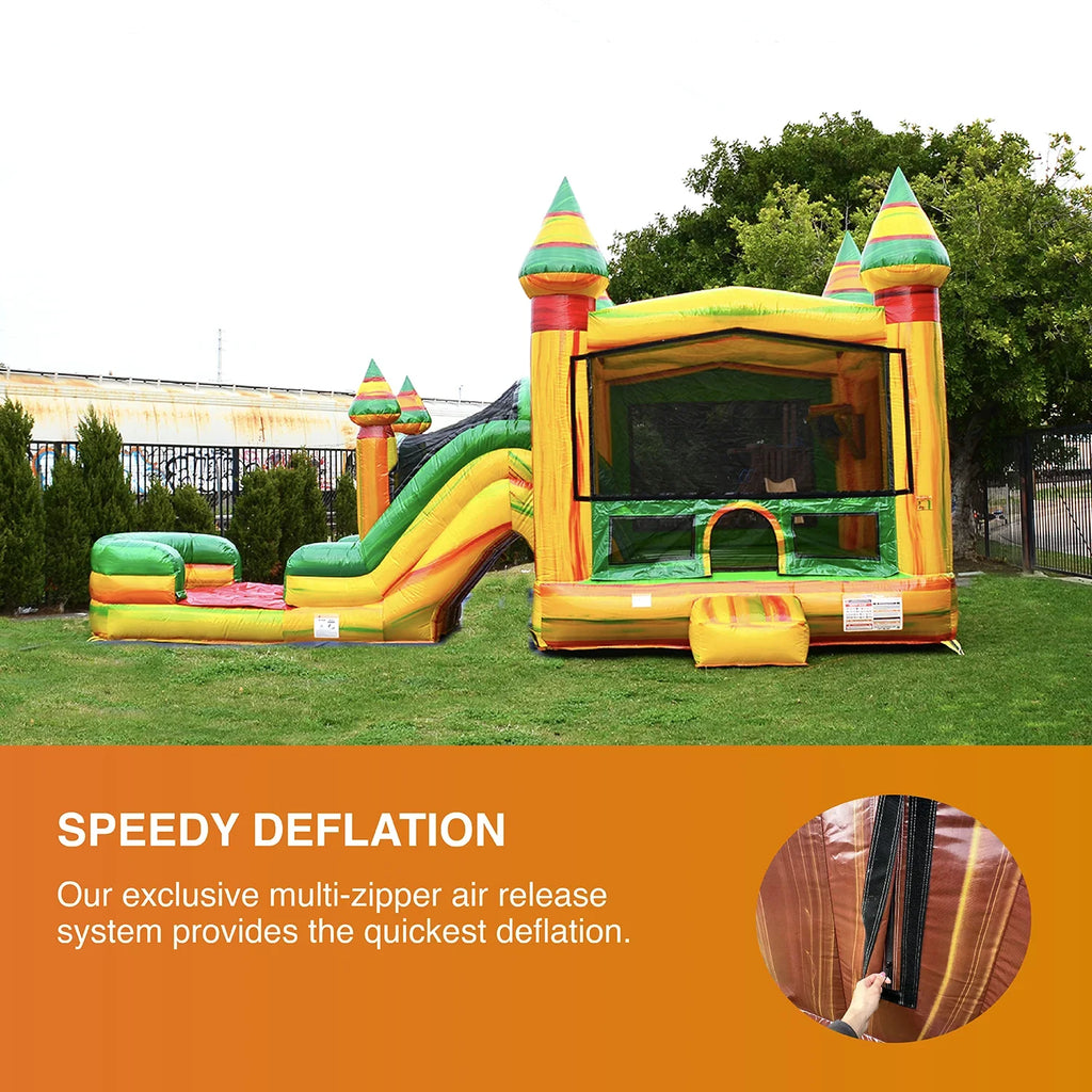 JumpOrange Commercial Grade Bounce House Fluid Slide with Pool for Kids and Adults (with Blower), Fiesta Theme