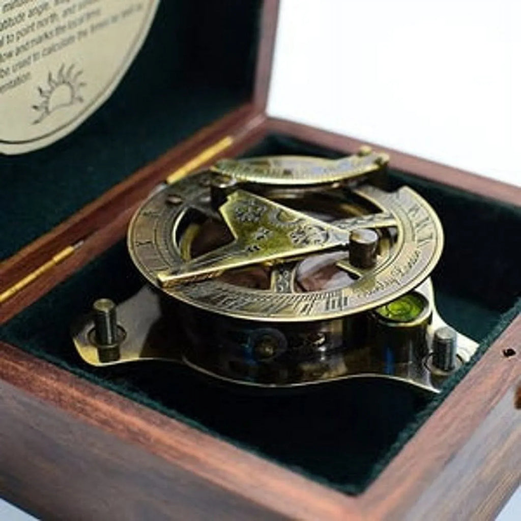 Personalized engraved compass sundial compass w/ wooden box father's day gift, mother's day gift, anniversary gift, baptism, groomsmen gift