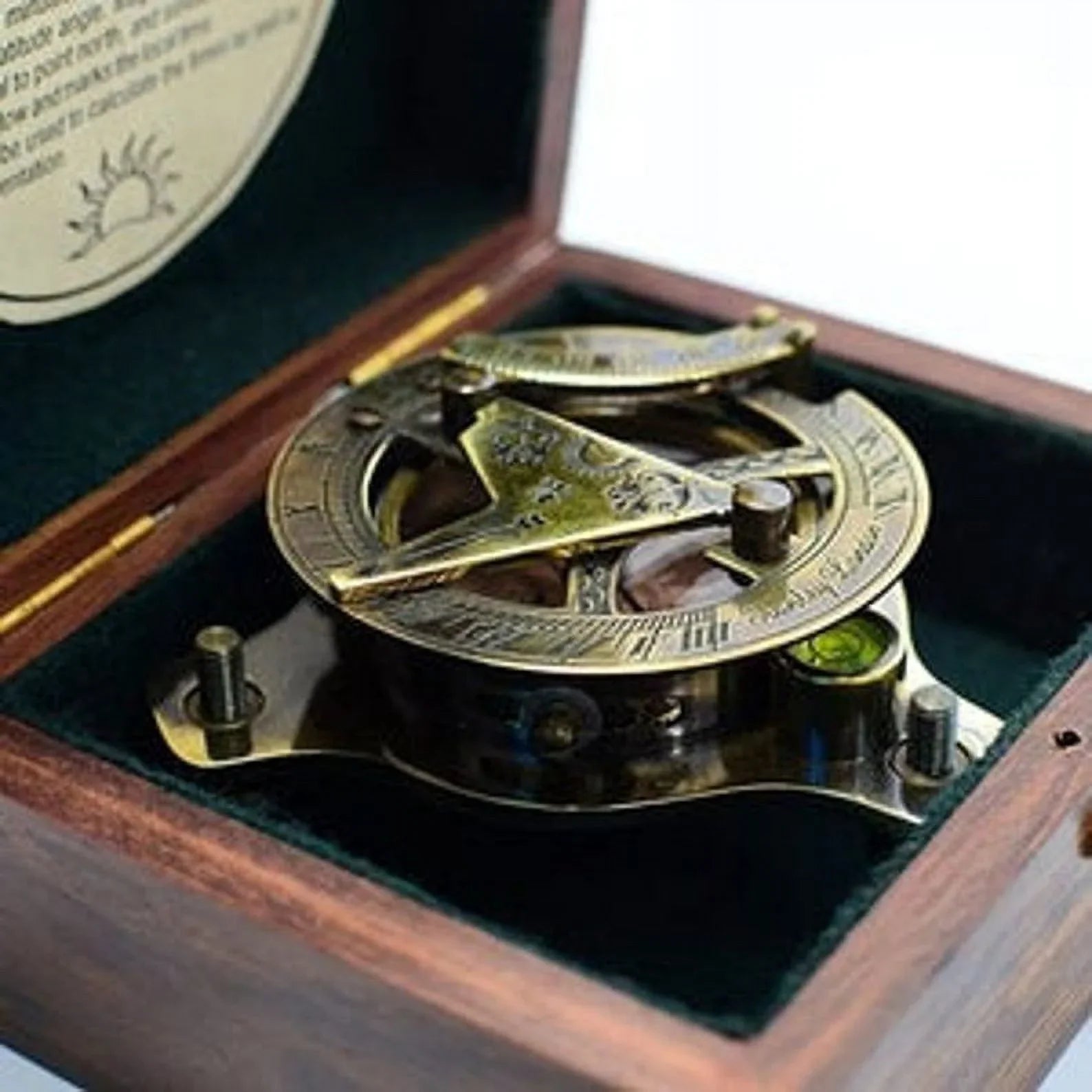 Personalized engraved compass sundial compass w/ wooden box father's day gift, mother's day gift, anniversary gift, baptism, groomsmen gift