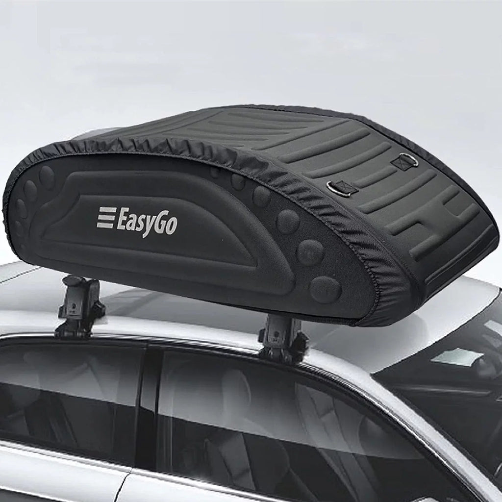 EasyGoProduct Aerodynamic Car Rooftop Cargo Carrier Bag - Soft Roof Top Luggage Bag for All Vehicles SUV with/Without Rack Hard Sides - 4 Adjustable Straps 8 Cubic Feet - Fold Flat Storage Bag