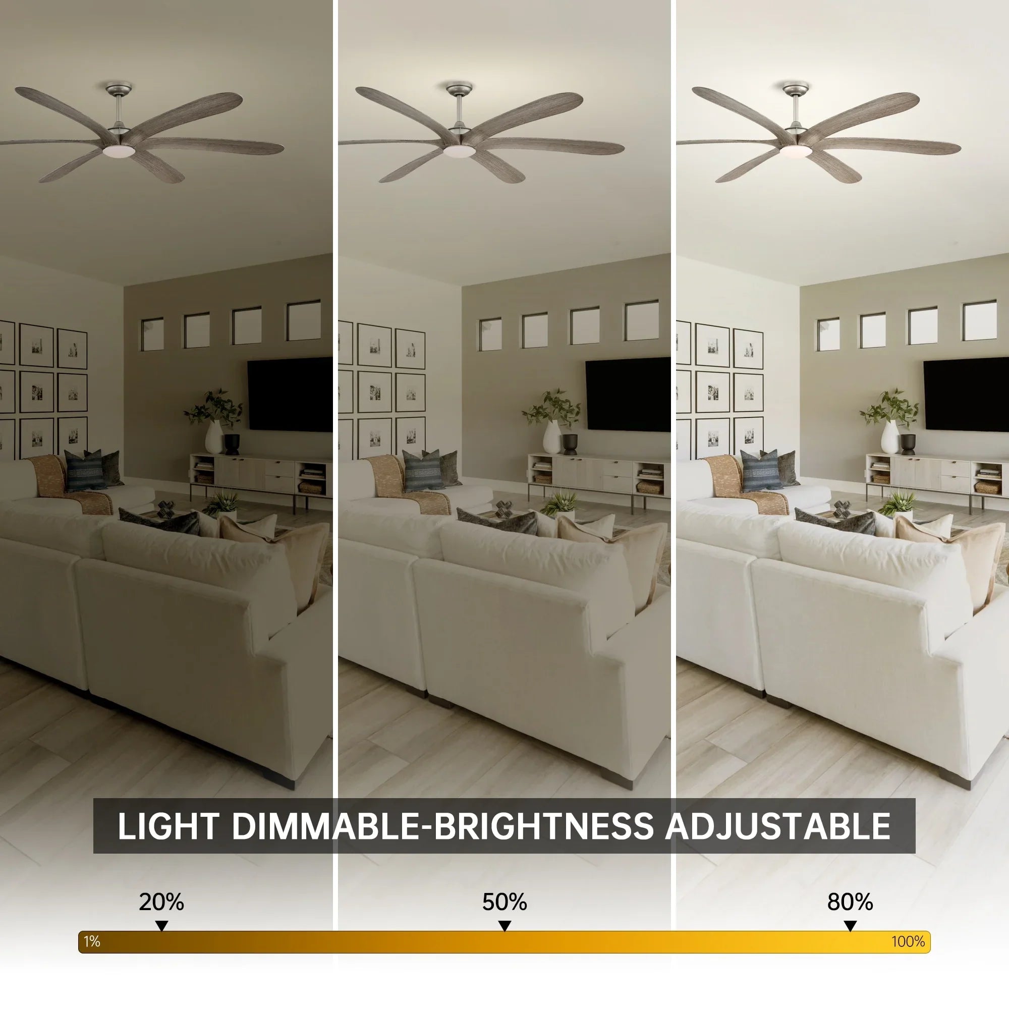 Parrot Uncle 72-inch Driftwood 6-Blade DC Motor Ceiling Fan with Light and Remote Nickel