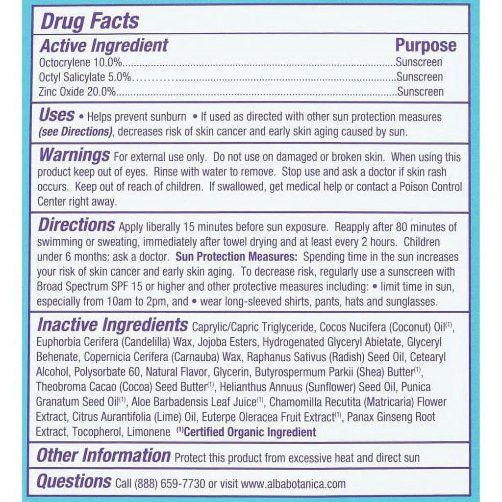 Alba Botanica Fast Fix Sun Stick SPF30 0.5 oz Pack of 3