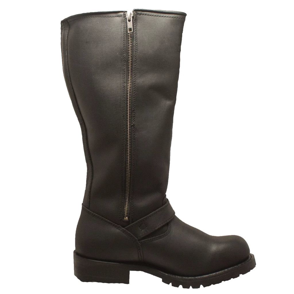 Men's 16" Engineer Zipper Biker Boot Black