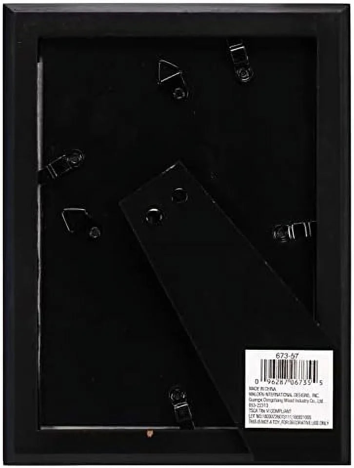 5X7 Picture Frame - Wide Real Wood Molding, Real Glass - Black
