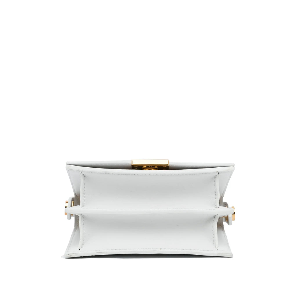 Pre-Owned Authenticated Off-White Baby Binder Clip Crossbody Bag Calf Leather White Unisex (Good)