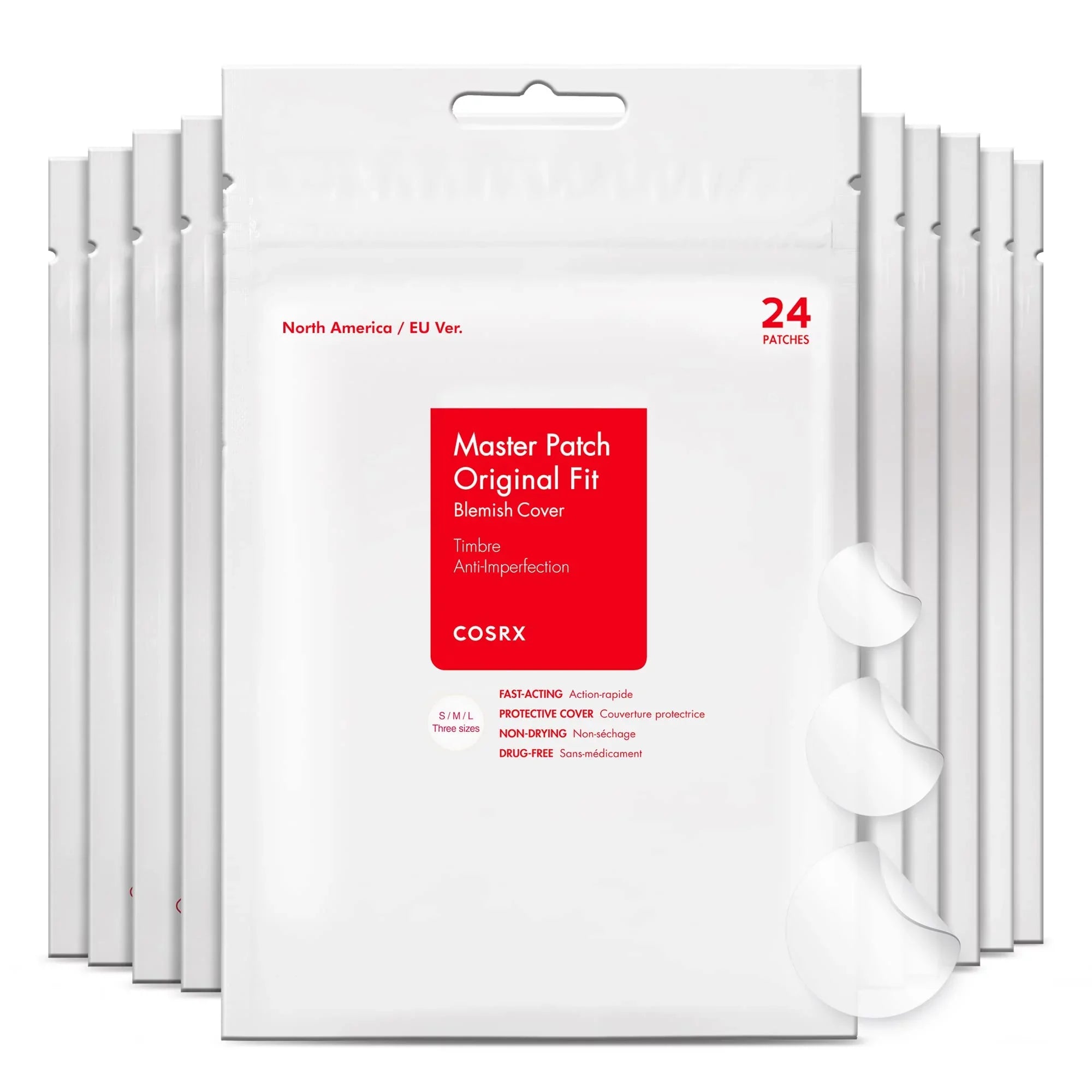 Cosrx Acne Pimple Patch Absorbing Hydrocolloid Original 3 Size Patches For Blemishes And Zits Cover, Spot Stickers For Face And Body, Not Tested On Animals, No Toxic Ingredients (240 Count (Pack.