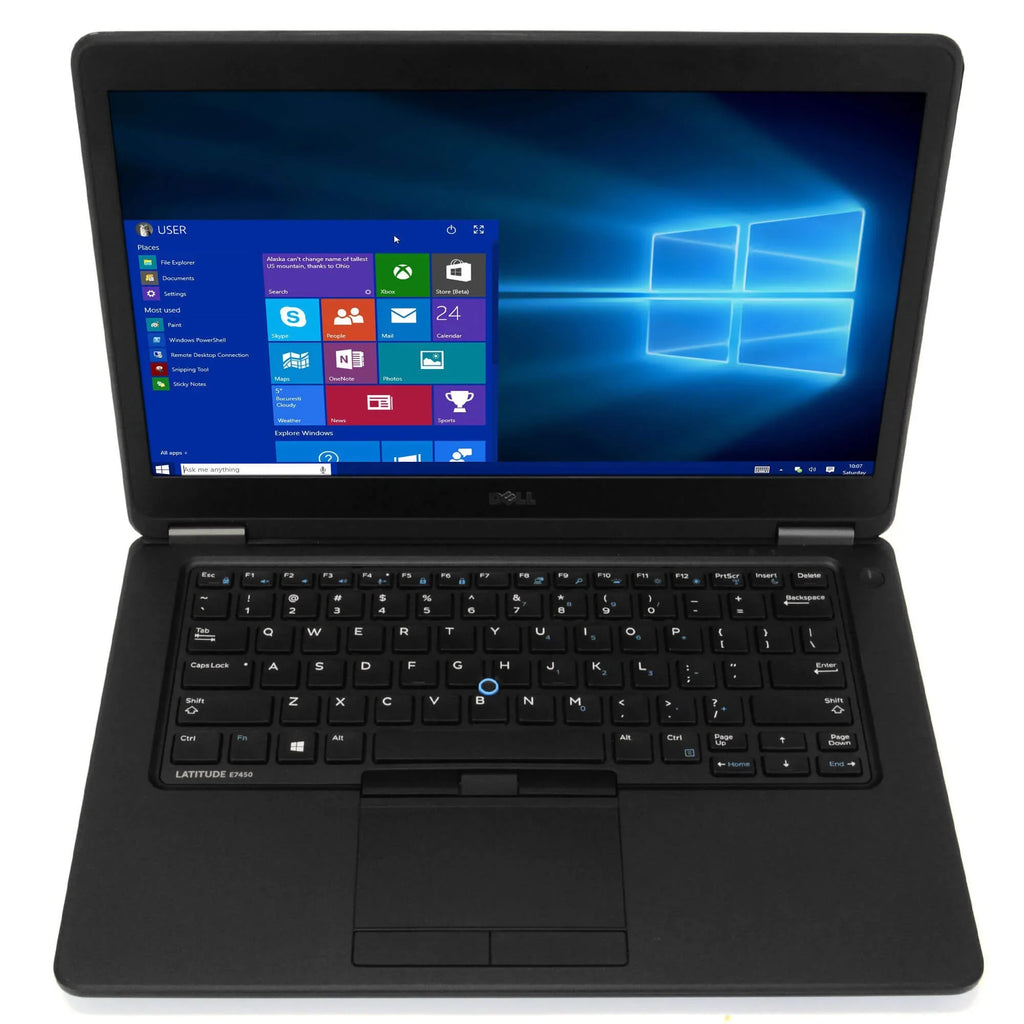 Latitude E7450 Notebook Computer, 2.90 GHz i5 Dual Core Gen 5, 4GB DDR3 RAM, 120GB Solid State Drive (SSD) SSD Hard Drive, Windows 10 Professional 64Bit, 14" Monitor Pre-owned