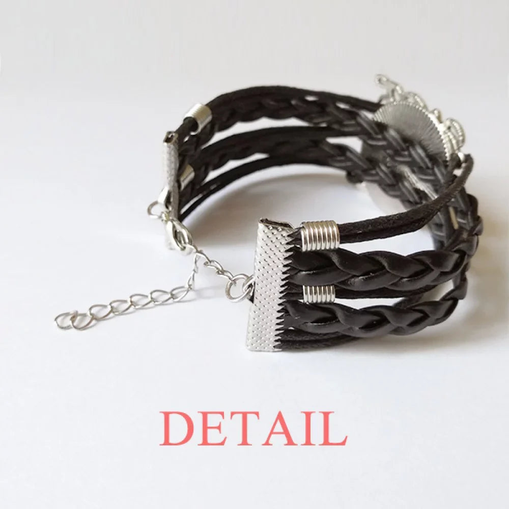 Qoutes Famous People Healing Burden Peacock Tail Bracelet Hand Strap Leather Rope Wristband Double Set