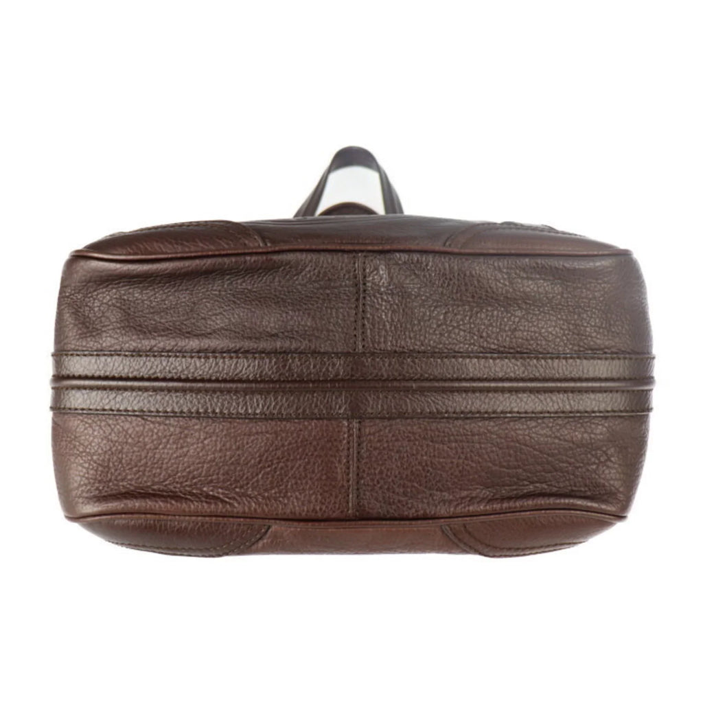 Pre-Owned CELINE Celine handbag leather brown gold metal fittings triomphe logo mark emboss (Good)
