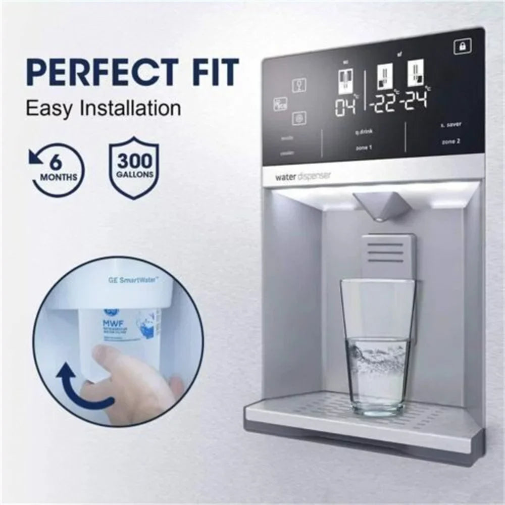 3 Pack MWF Refrigerator Fluid Filter, Replacement for Smart Liquid MWFP, MWFA, GWF, HDX FMG-1, WFC1201, GSE25GSHECSS, PC75009, RWF1060