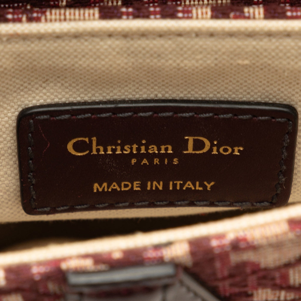 Pre-Owned Authenticated Dior Mini Oblique Saddle Canvas Fabric Red Satchel Unisex (Good)