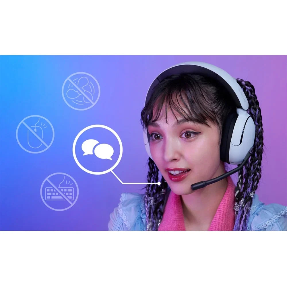 WHG500/W INZONE H5 Wireless Noise Cancelling Gaming Headset, White Bundle with Deco Gear Pro Audio Headphone Stand, 6 Foot USB-A to USB-C Cable & 2 YR CPS Enhanced Protection Pack
