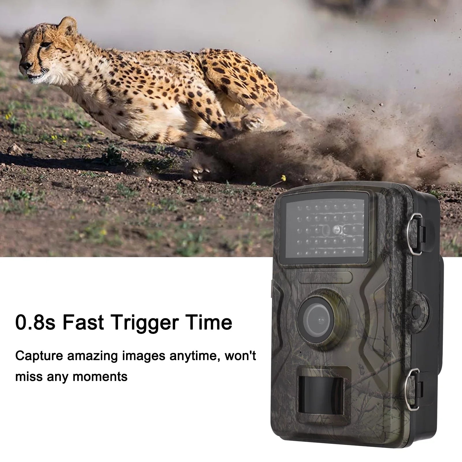 Meterk 1080P Trail Camera 16MP Wildlife Camera Tracking Camera with 2.0 Inch TFT Color Monitor 0.8s Trigger Time Supports Infrared Night Vision Motion Activated IP66 Fluid