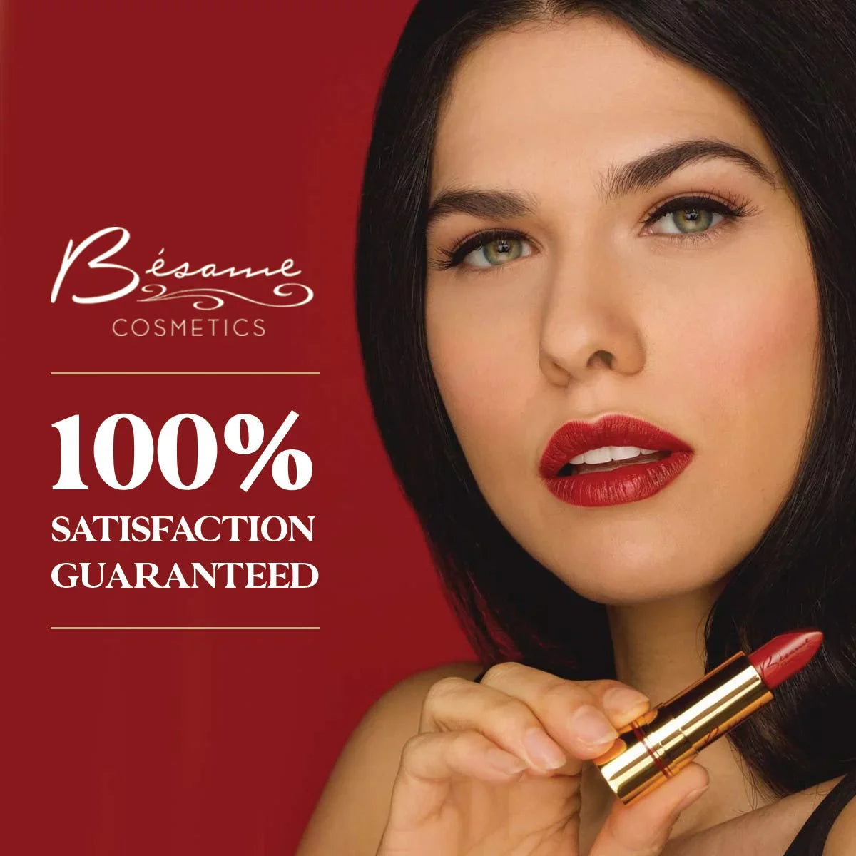 Besame Cosmetics Classic Color Lipstick, Noir Red, 0.8 Ounce