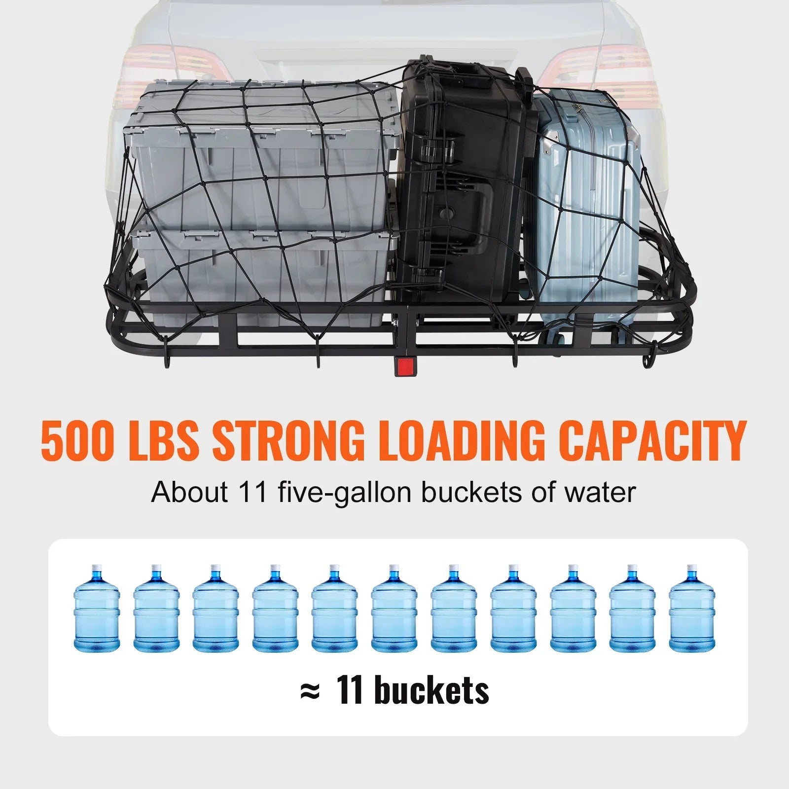 BENTISM Hitch Mount Cargo Carrier 53x19x5 in 500lb & Cargo Net Fits 2" Receiver