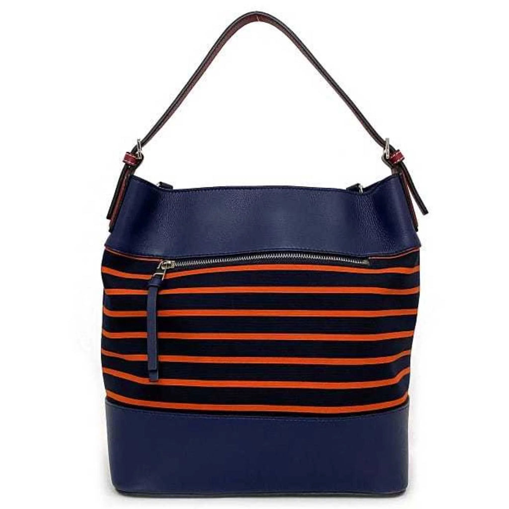 Pre-Owned Loewe Midnight Shoulder Bag Navy Black Orange Bordeaux 327.35.R99 Canvas Calf Leather Ladies (Good)