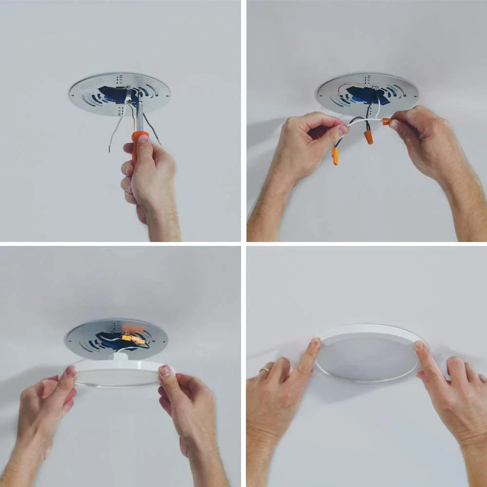 HALO SMD6R69SWH Surface Mount LED Recessed Light Round Selectable 2700K, 3000K, 3500K, 4000K, 5000K CCT 600 Lumens 6 Inch White