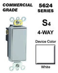 Leviton 5624-2W 20A 120/277VDecora Plus Rocker 4-Way AC Quiet Switch, White